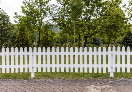 Wooden white fences around the garden