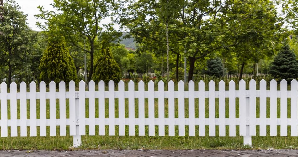 Wooden white fences around the garden