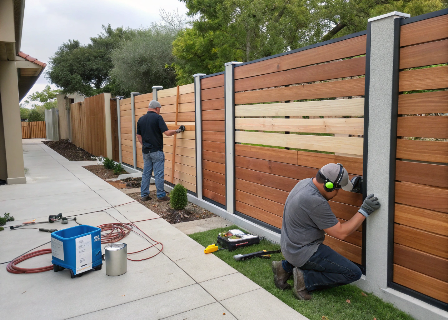 contractors-modern-wood-fence-installation-